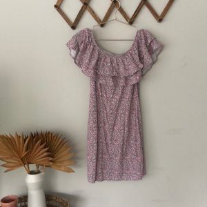 Pink floral off the shoulder dress